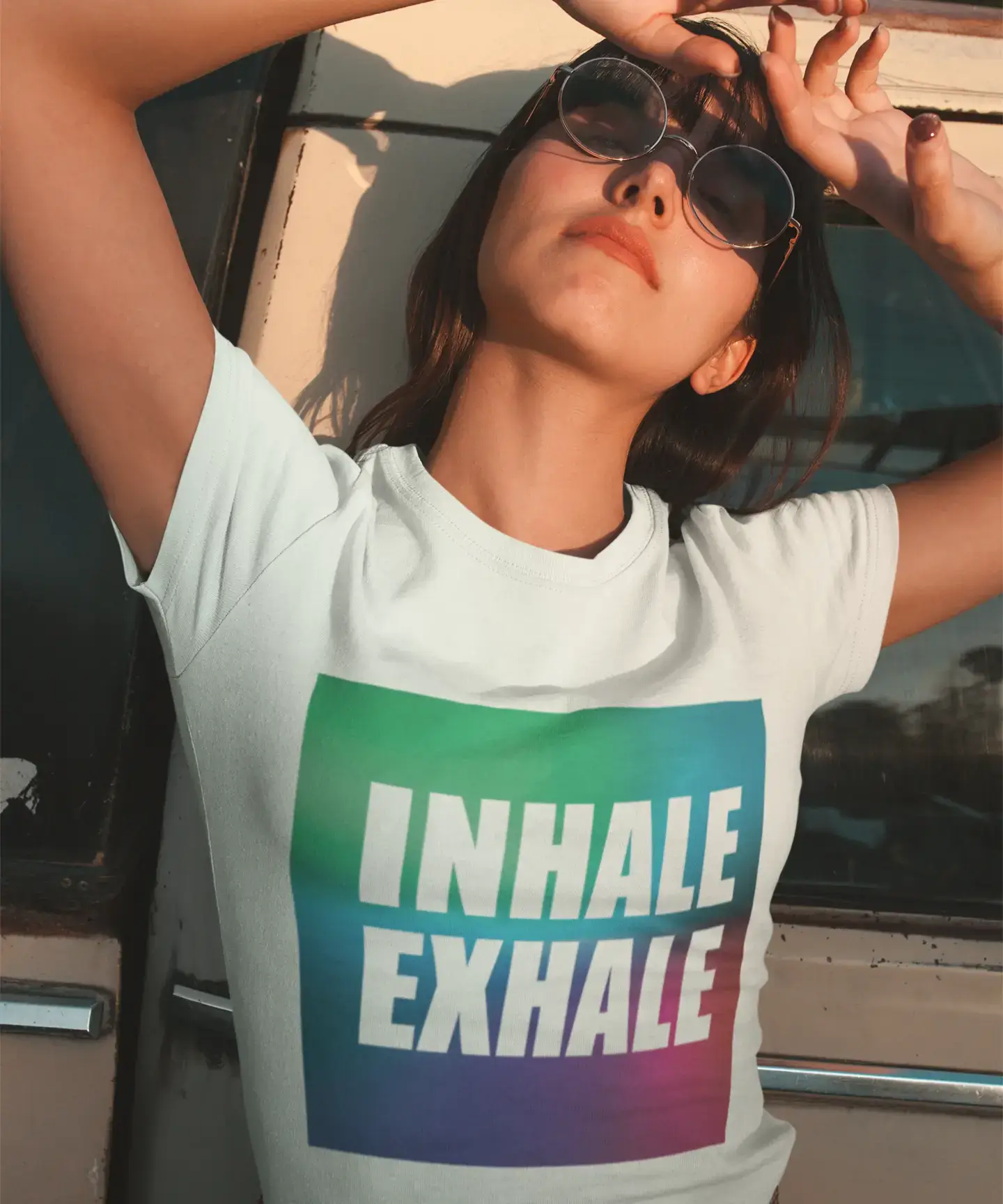 Women's Graphic T-Shirt Inhale Exhale White Round neck