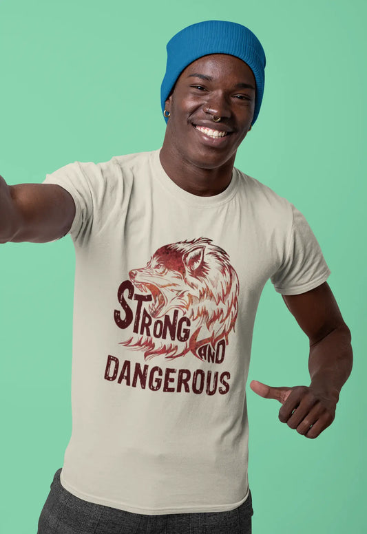 Men's Graphic T-Shirt Strong Wolf And DANGEROUS White