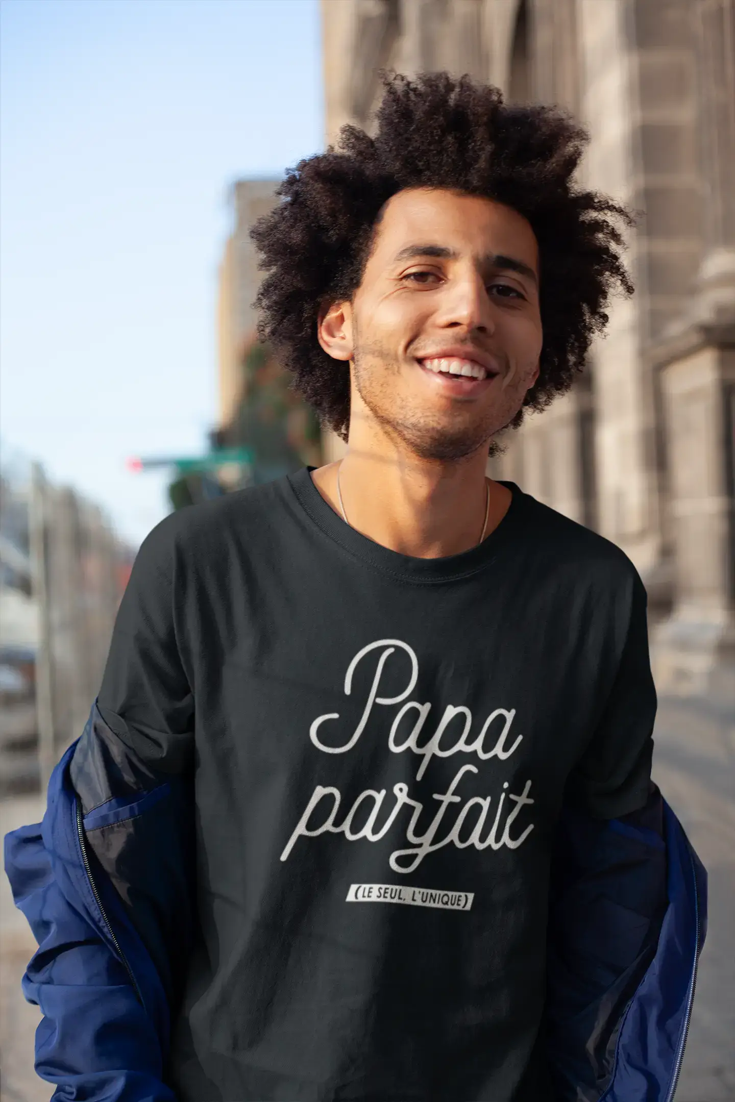 Ultrabasic - Homme Graphique Papa Parfait T-Shirt Marine Lettre