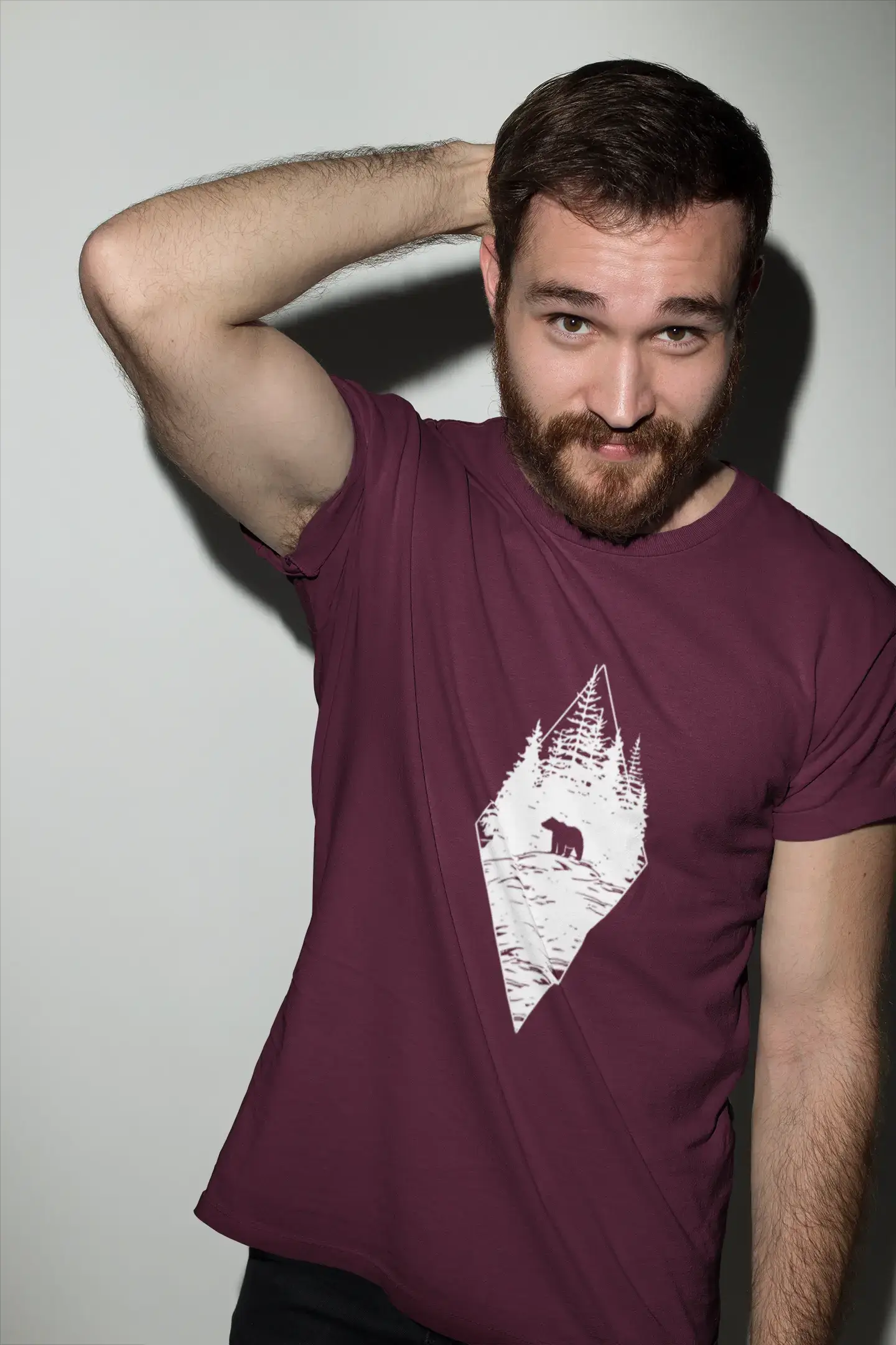 ULTRABASIC - Graphic Printed Men's Forest Bear T-Shirt Denim