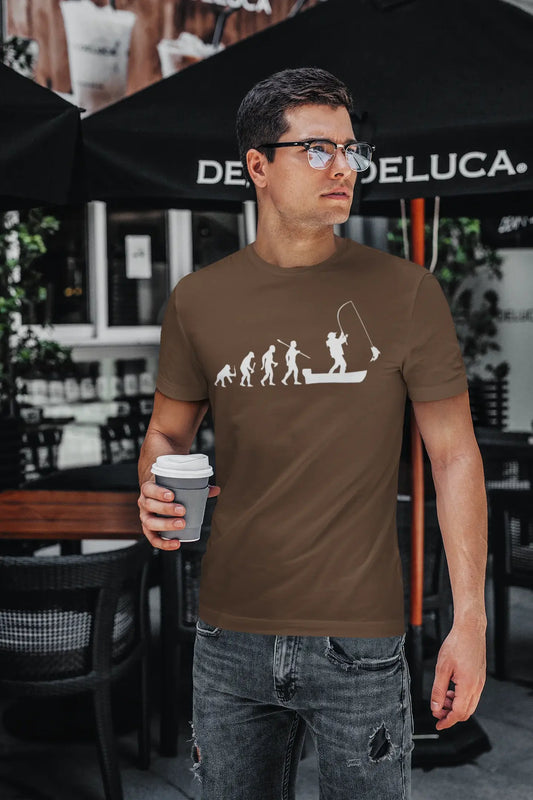ULTRABASIC - Graphic Printed Men's Evolution of the Fishing Boat T-Shirt Burgundy