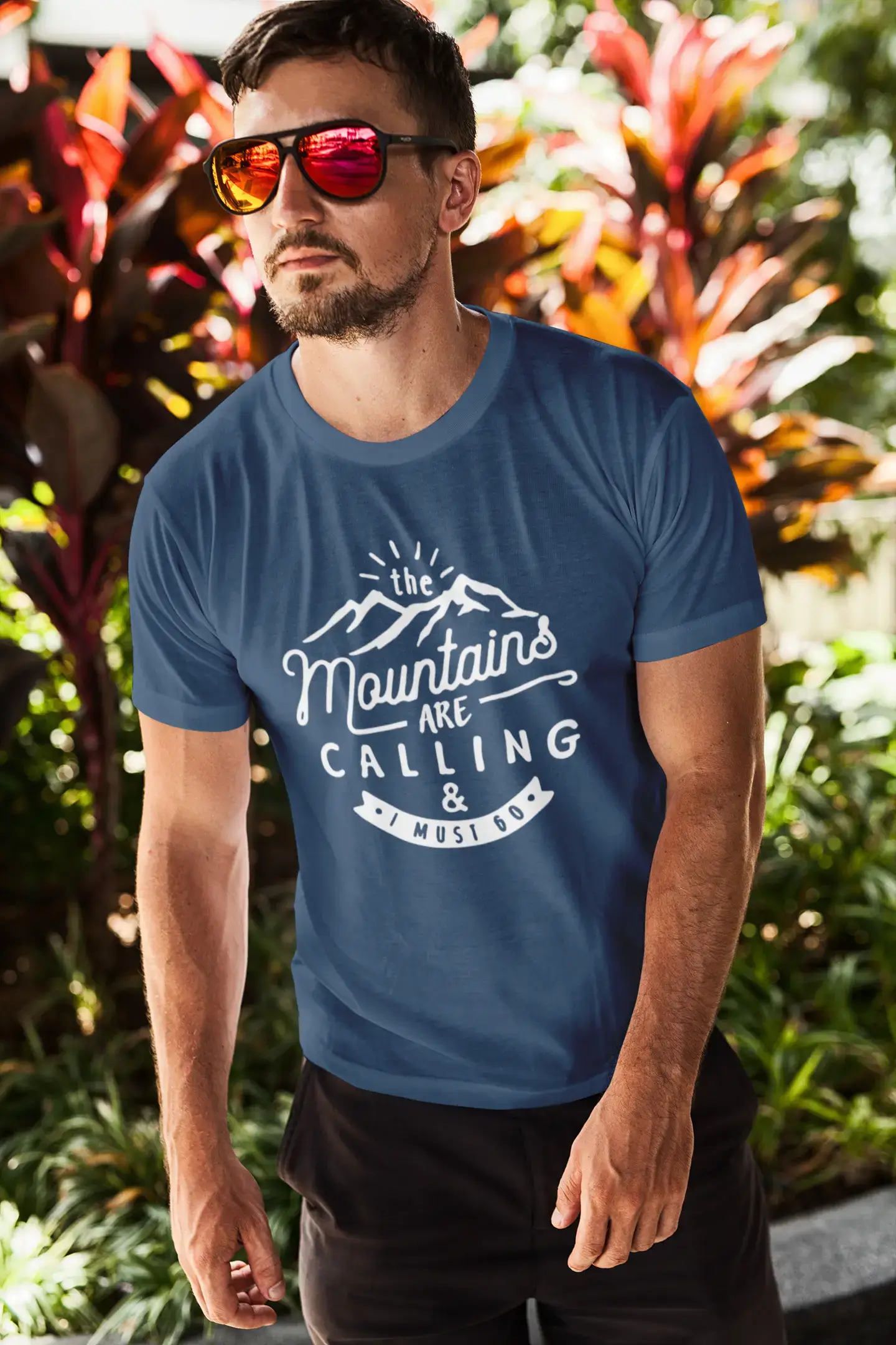 ULTRABASIC - Graphic Printed Men's The Mountains Are Calling And I Must Go Hiking Tee Emerald