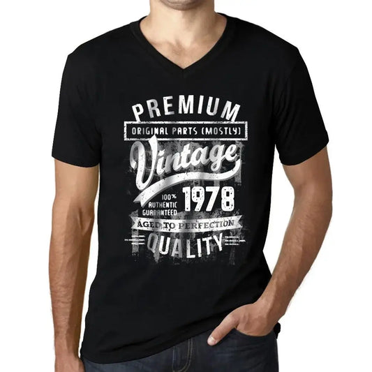 Men's Graphic T-Shirt V Neck Original Parts (Mostly) Aged to Perfection 1978 46th Birthday Anniversary 46 Year Old Gift 1978 Vintage Eco-Friendly Short Sleeve Novelty Tee