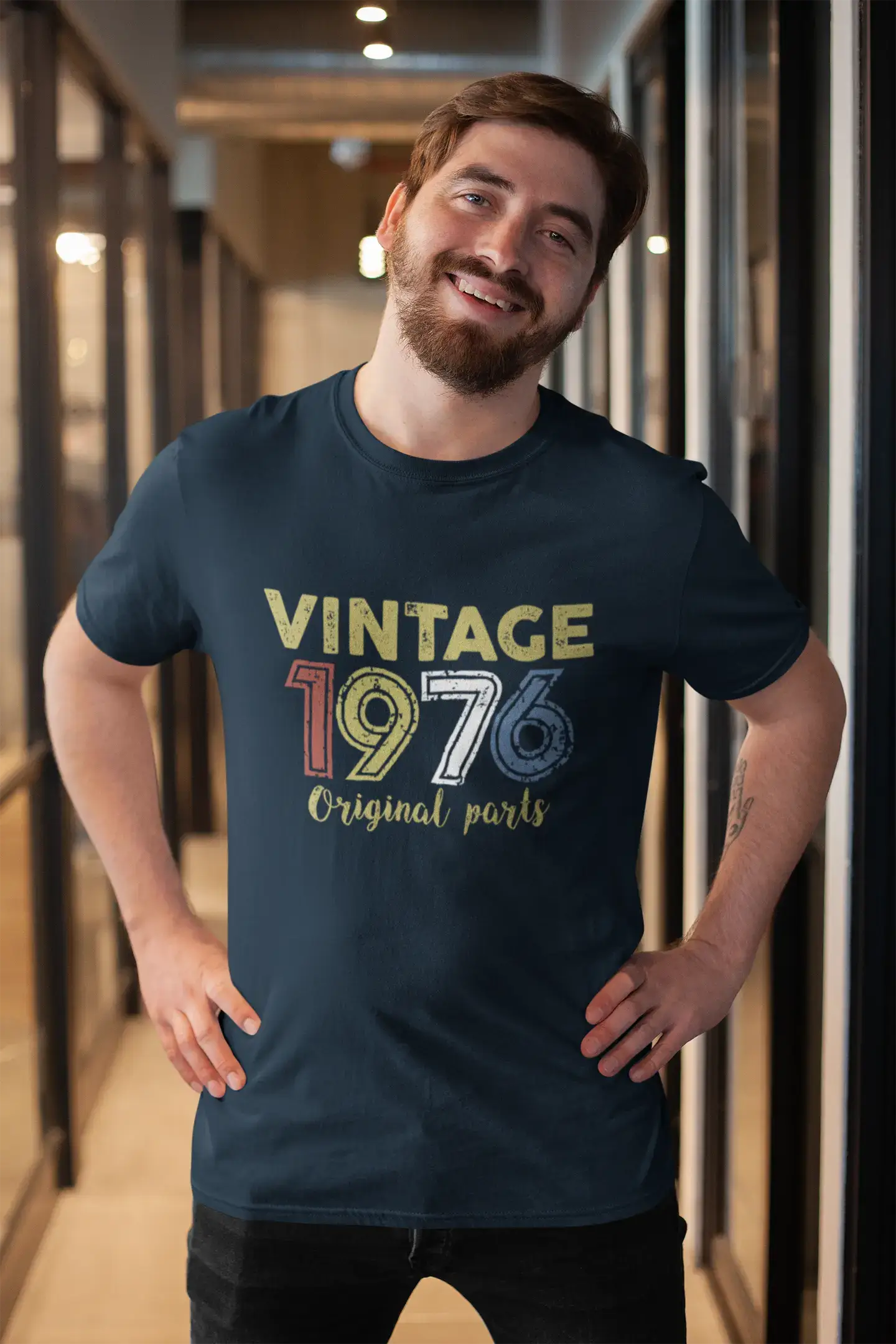 ULTRABASIC - Graphic Printed Men's Vintage 1976 T-Shirt Navy