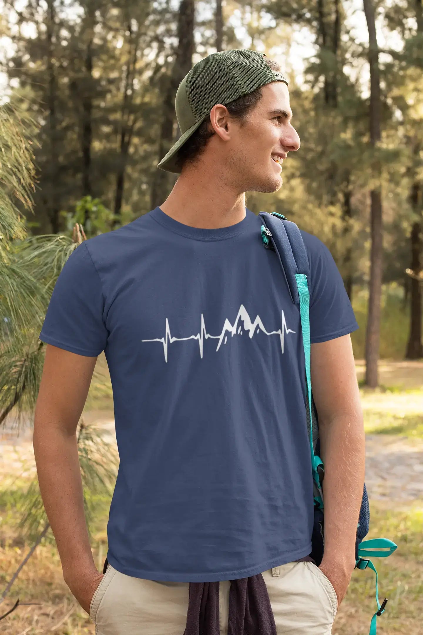 ULTRABASIC - Graphic Printed Men's Mountain Heartbeat T-Shirt White