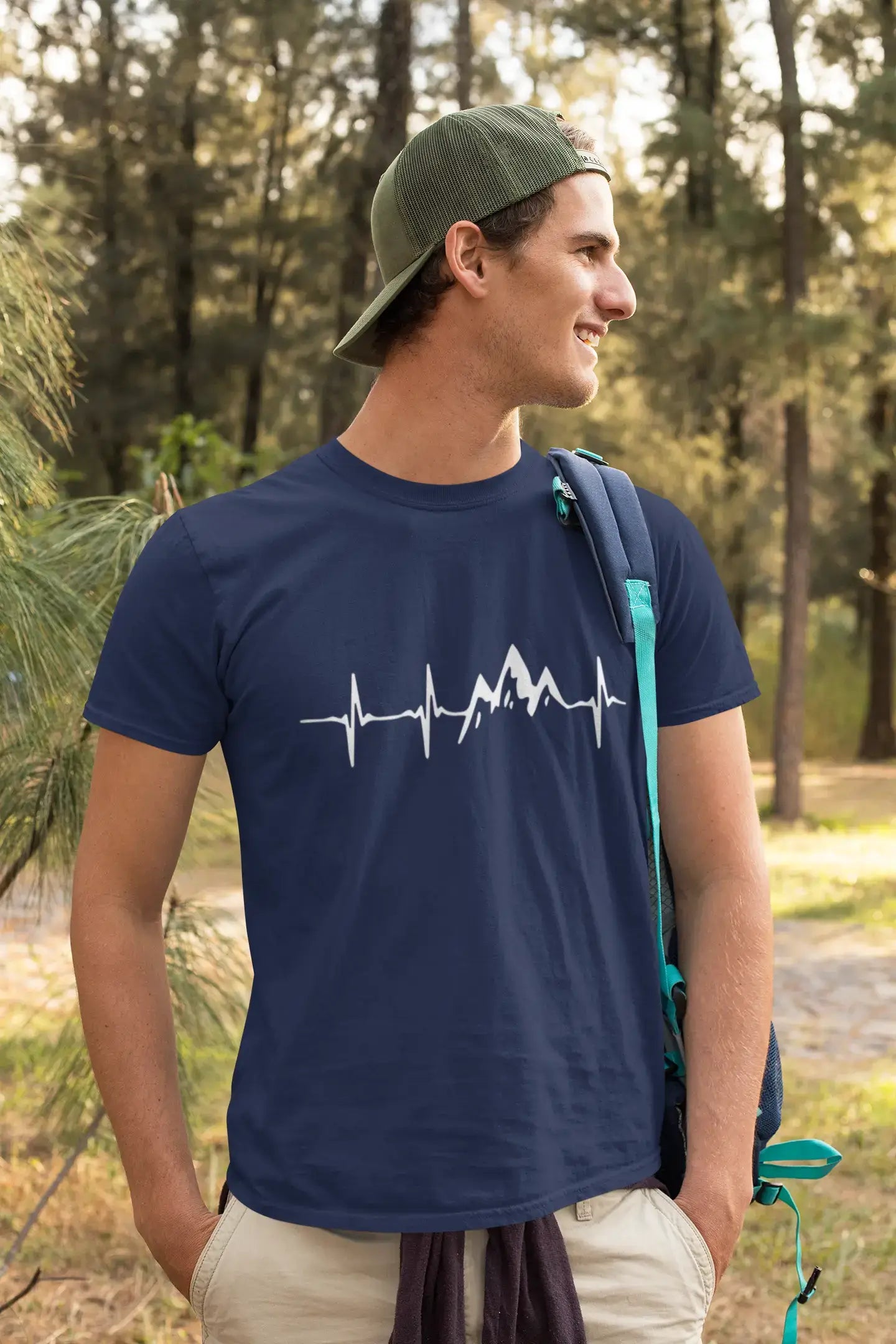 ULTRABASIC - Graphic Printed Men's Mountain Heartbeat T-Shirt White