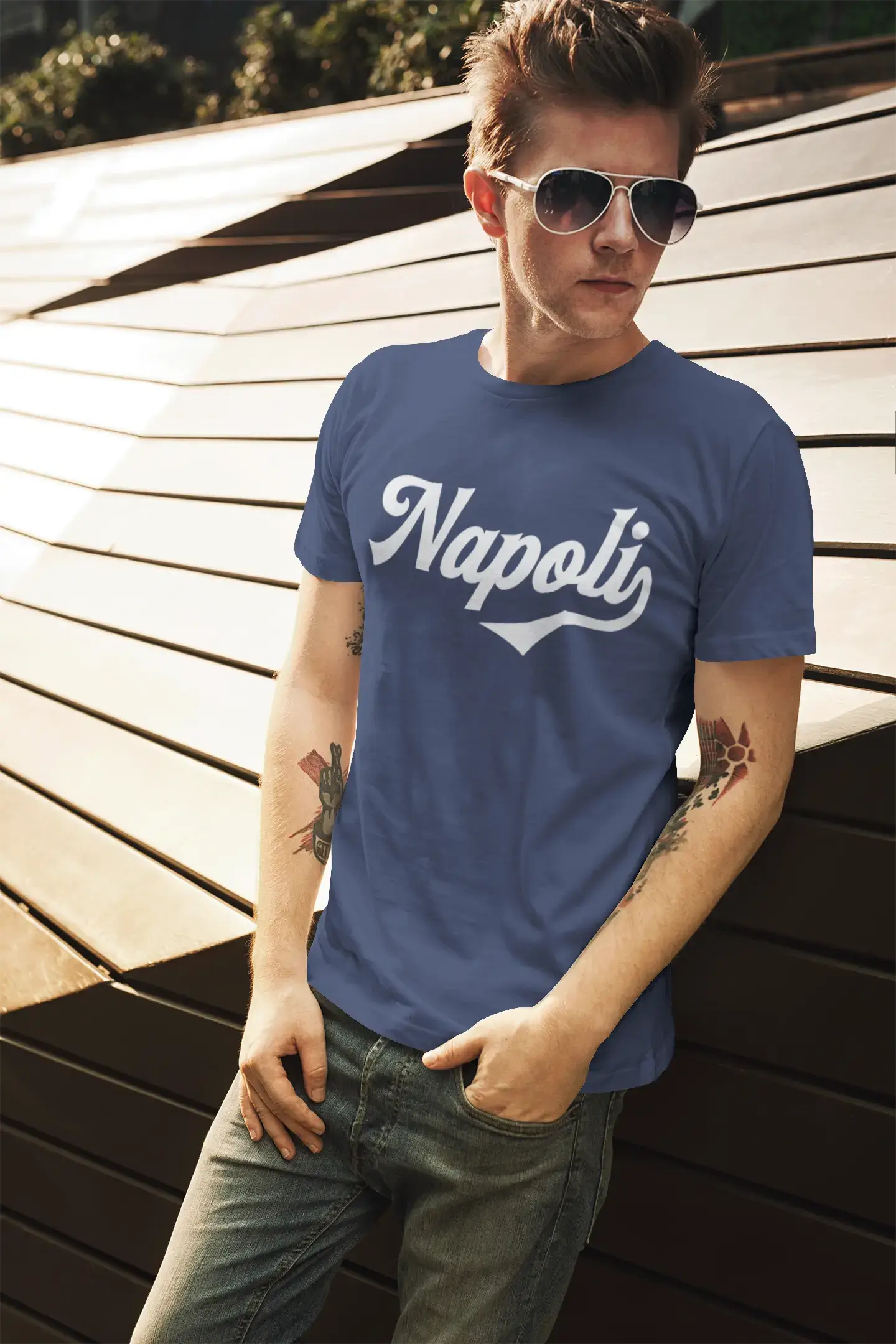 ULTRABASIC - Graphic Printed Men's Napoli T-Shirt Mouse Grey
