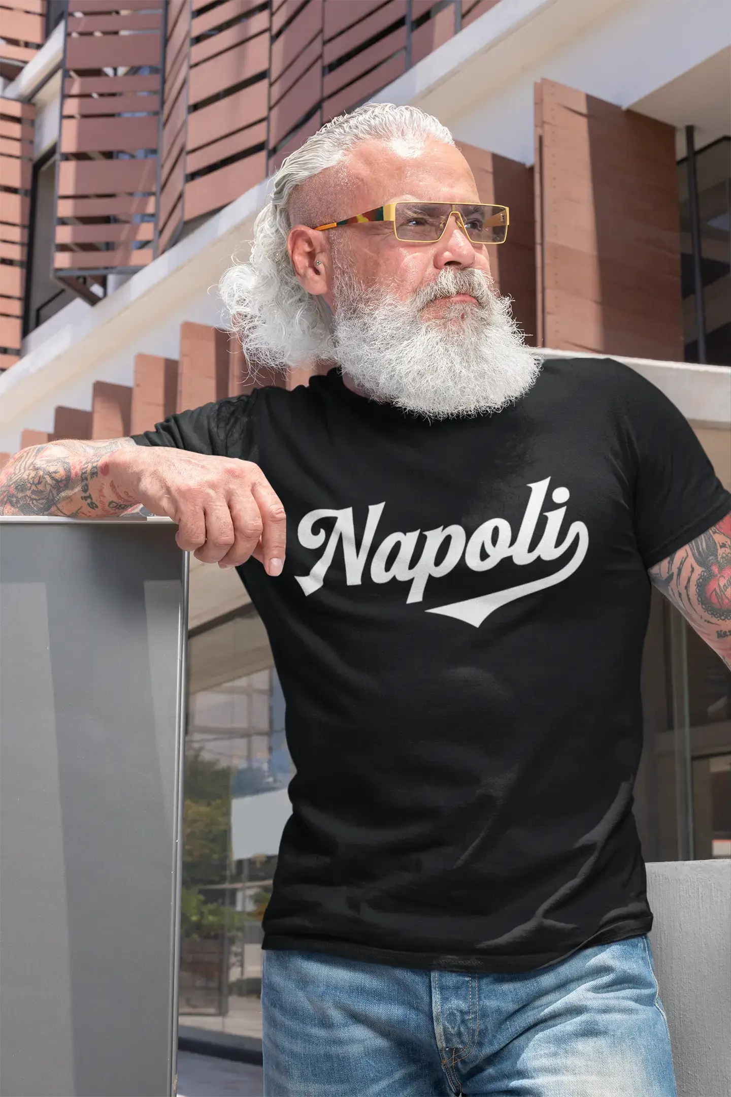 ULTRABASIC - Graphic Printed Men's Napoli T-Shirt Deep Black