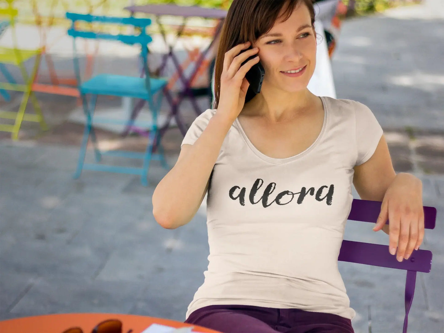 ULTRABASIC - Women's Low-Cut Round Neck T-Shirt Allora T-Shirt Creamy Pink