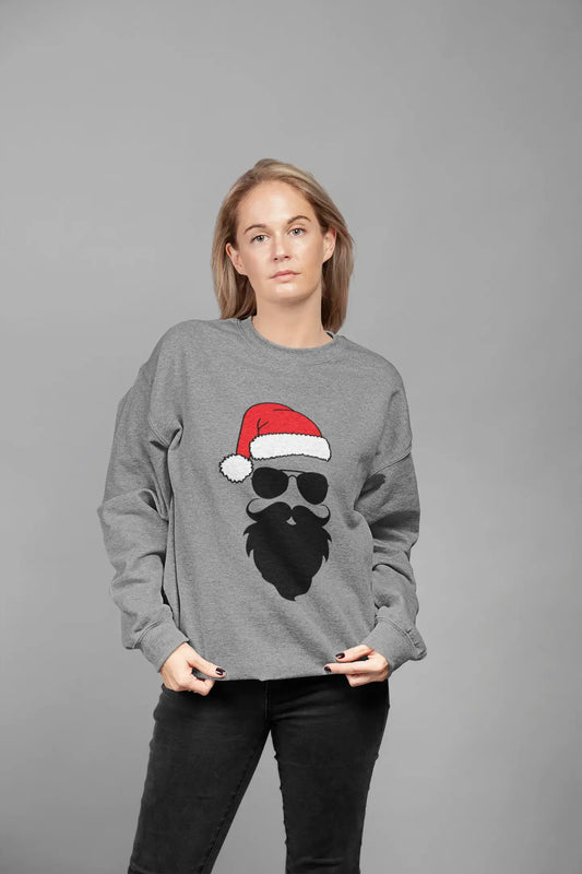 ULTRABASIC - Women's Printed Graphic Funny Santa Cool Christmas Sweatshirt Gift Tee Creamy Pink