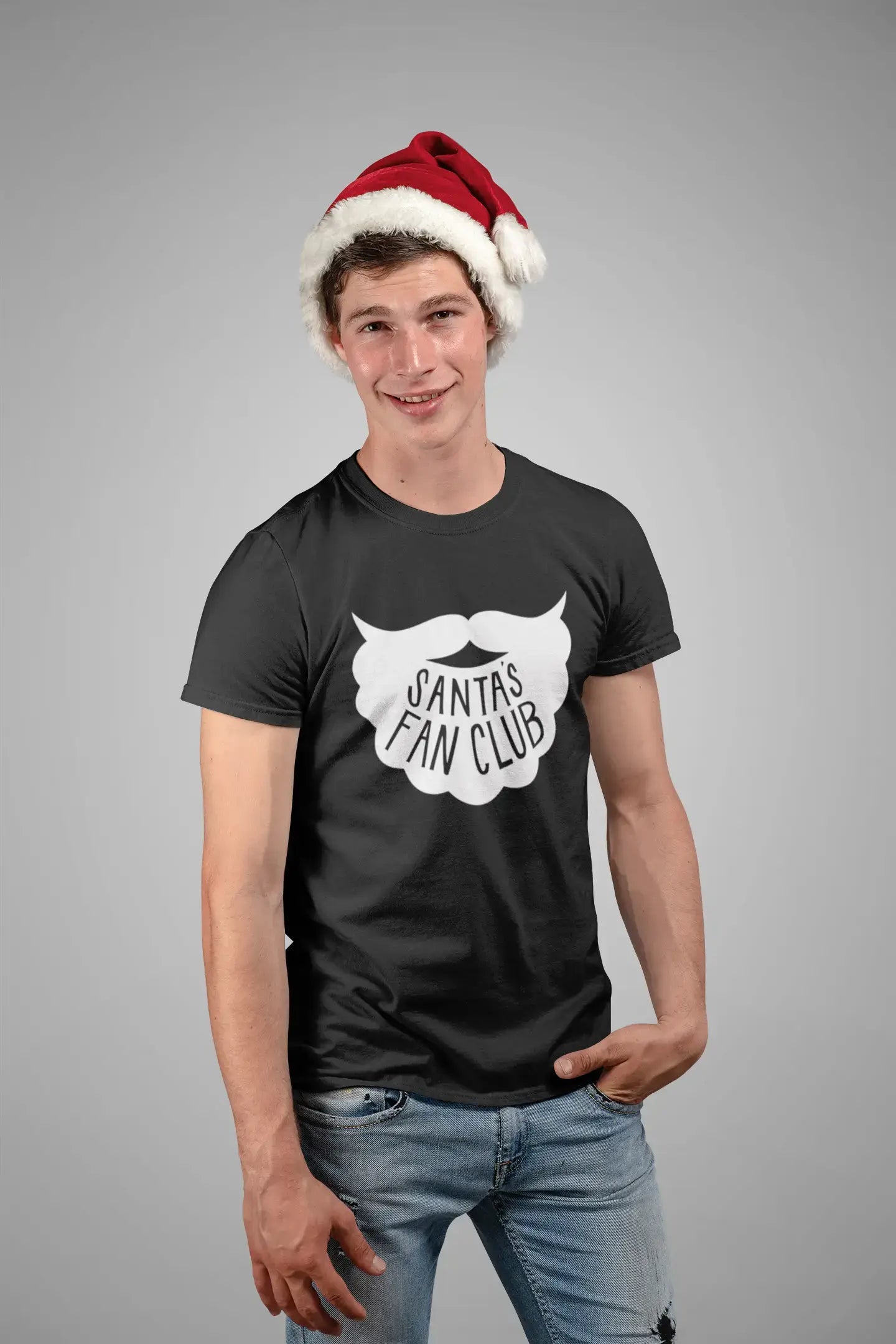 ULTRABASIC - Graphic Men's Santa's Fan Club Christmas T-Shirt Xmas Gift Ideas Tango Red
