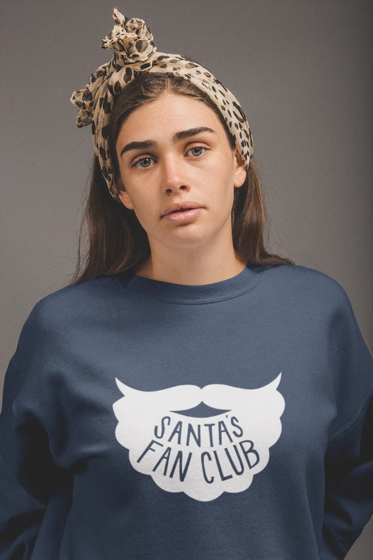ULTRABASIC - Graphic Women's Santa's Fan Club Christmas Sweatshirt Xmas Gift Ideas Denim