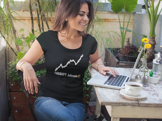 Ultrabasic® Tee-Shirt Femme col Rond Décolleté I Accept Bitcoin Millionnaire BTC HODL Tee Crypto Gift Idea