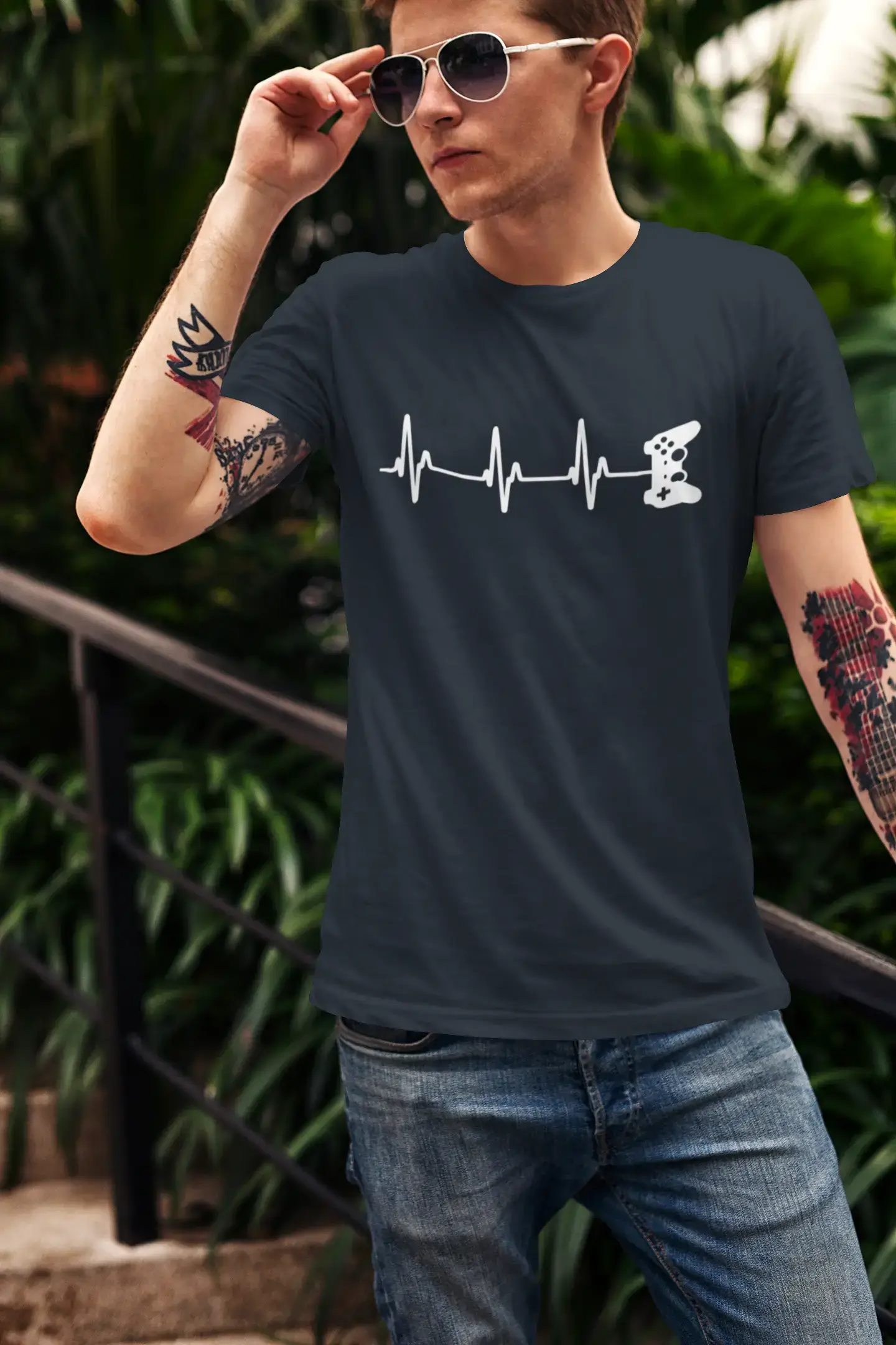 Ultrabasic® Homme T-Shirt Graphique Joueur Contrôleur Heartbeat Marrant Gaming Cadeau Idée