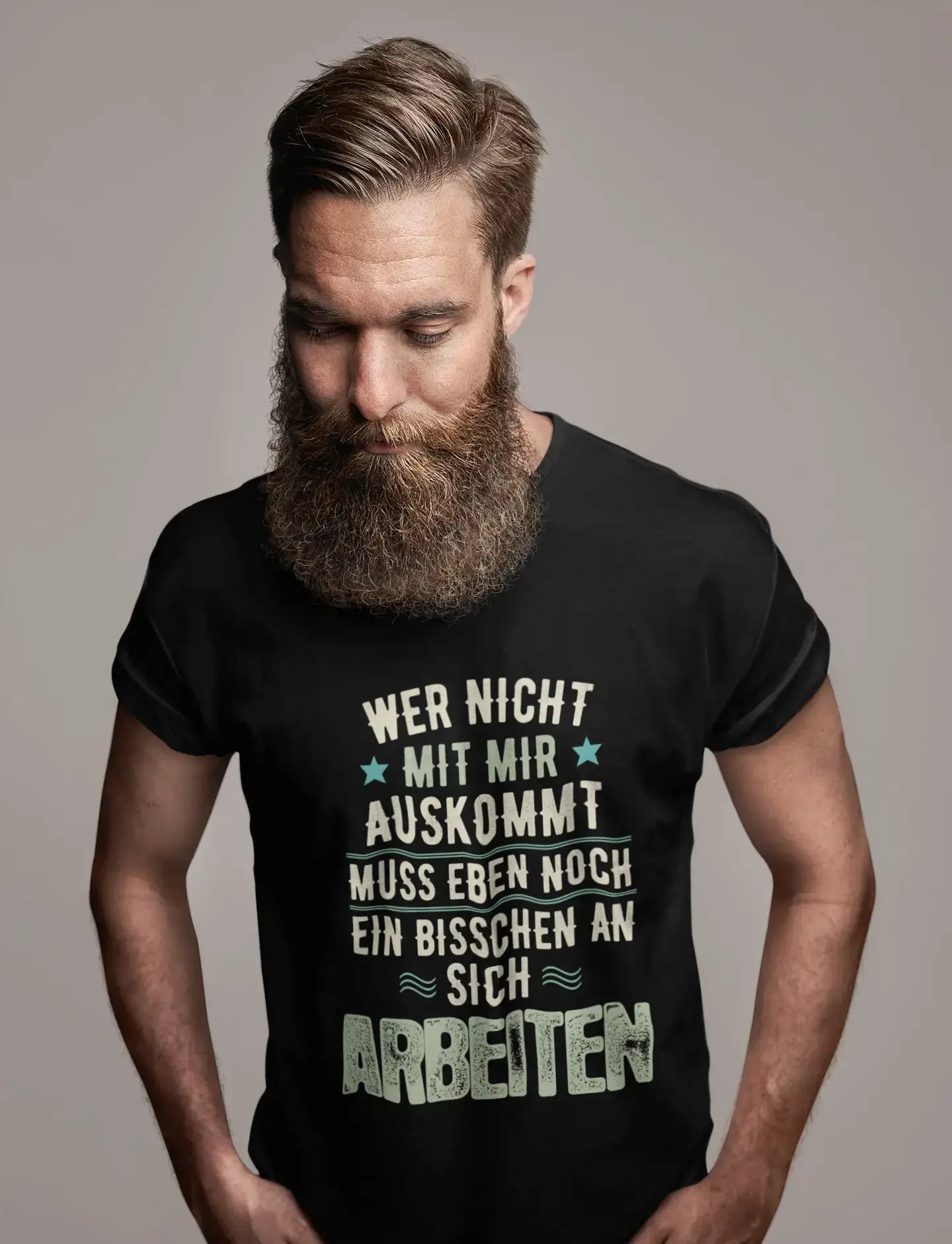 Men’s Graphic T-Shirt Wer Nicht mit Mir Auskommt Military Green Gift Idea