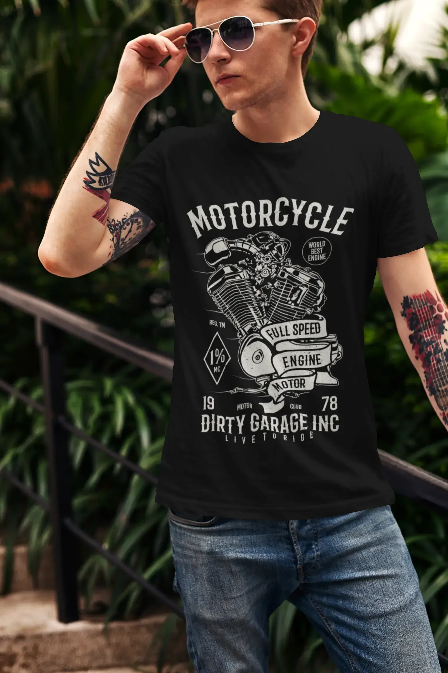 ULTRABASIC Vintage Motorcycle 1978 Men's T-Shirt - Dirty Garage Inc Graphic Tee