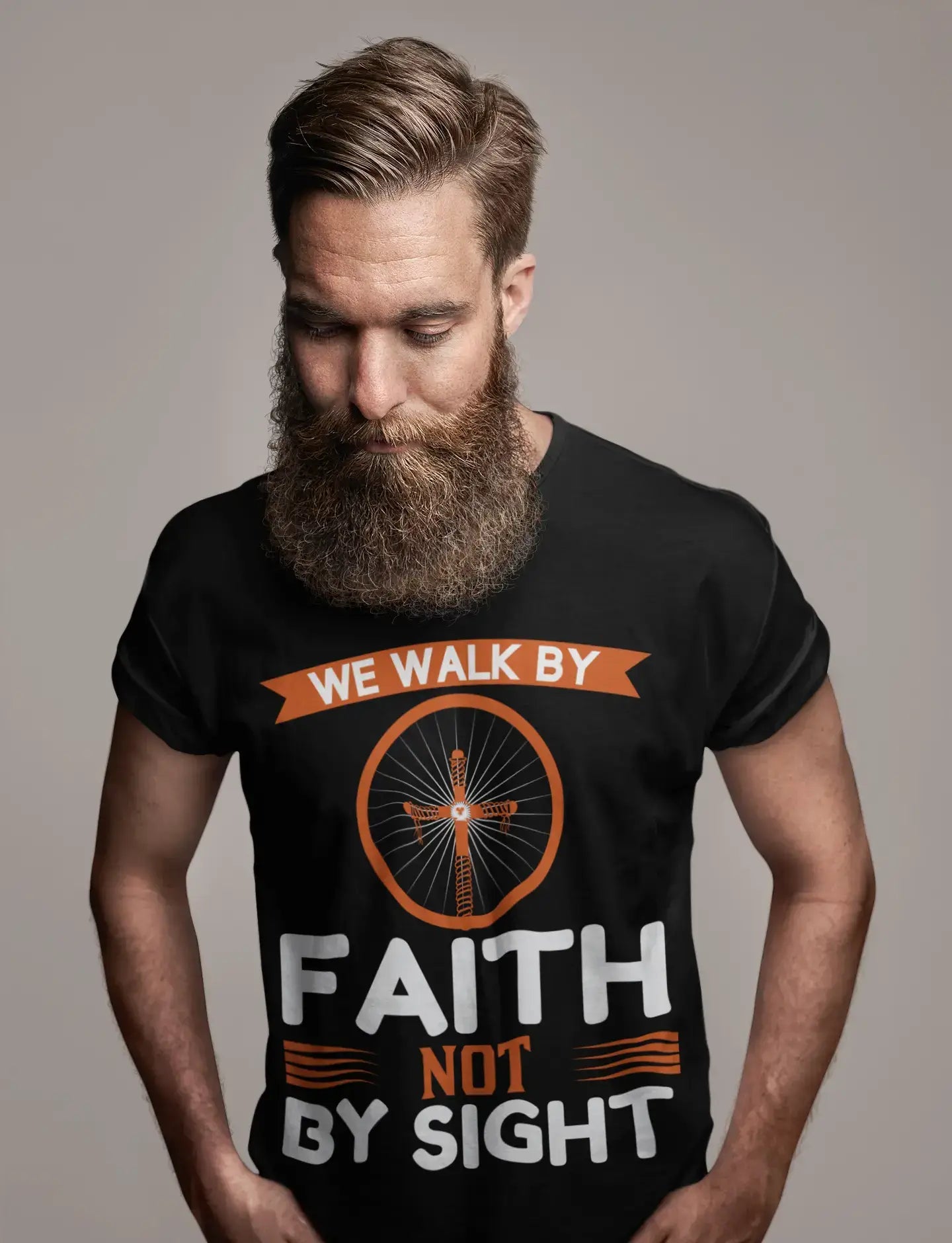 ULTRABASIC Men's T-Shirt We Walk by Faith Not by Sight - Christian Religious Shirt
