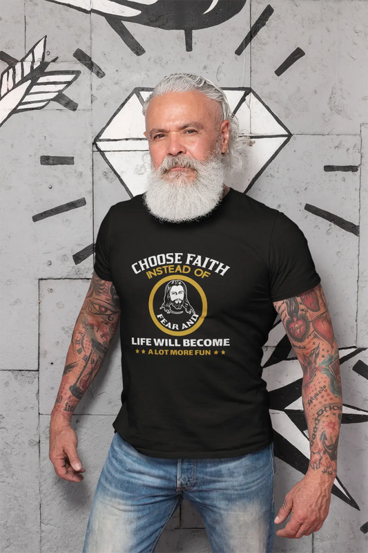 ULTRABASIC Men's T-Shirt Choose Faith Instead of Fear - Christian Religious Shirt