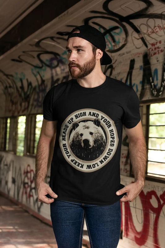 ULTRABASIC Men's T-Shirt Keep Your Head Up and Hopes Low - Bear Shirt for Men