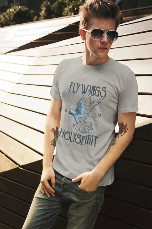 ULTRABASIC Men's Graphic T-Shirt Flywings - Faith Love Holyspirit Shirt for Men