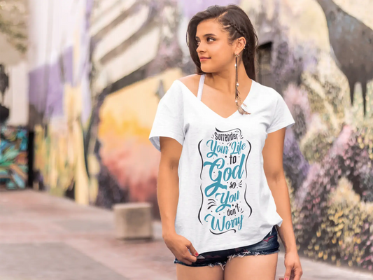 ULTRABASIC Women's Graphic T-Shirt Surrender Your Life to God - Religious Shirt