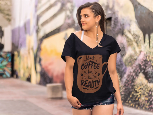 ULTRABASIC Women's T-Shirt Black Coffee For a Bitter Reality - Gift for Coffee Lovers