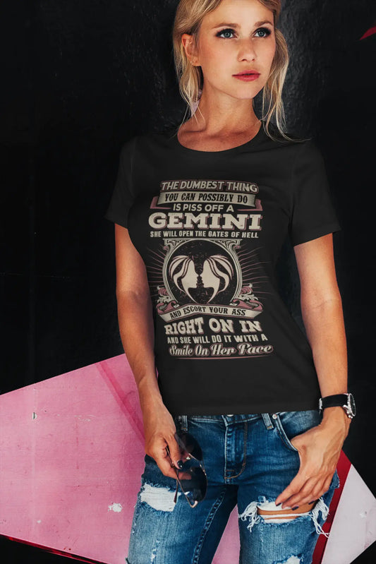 ULTRABASIC Women's Organic T-Shirt Dumbest Thing is Piss Off a Gemini - Zodiac Shirt