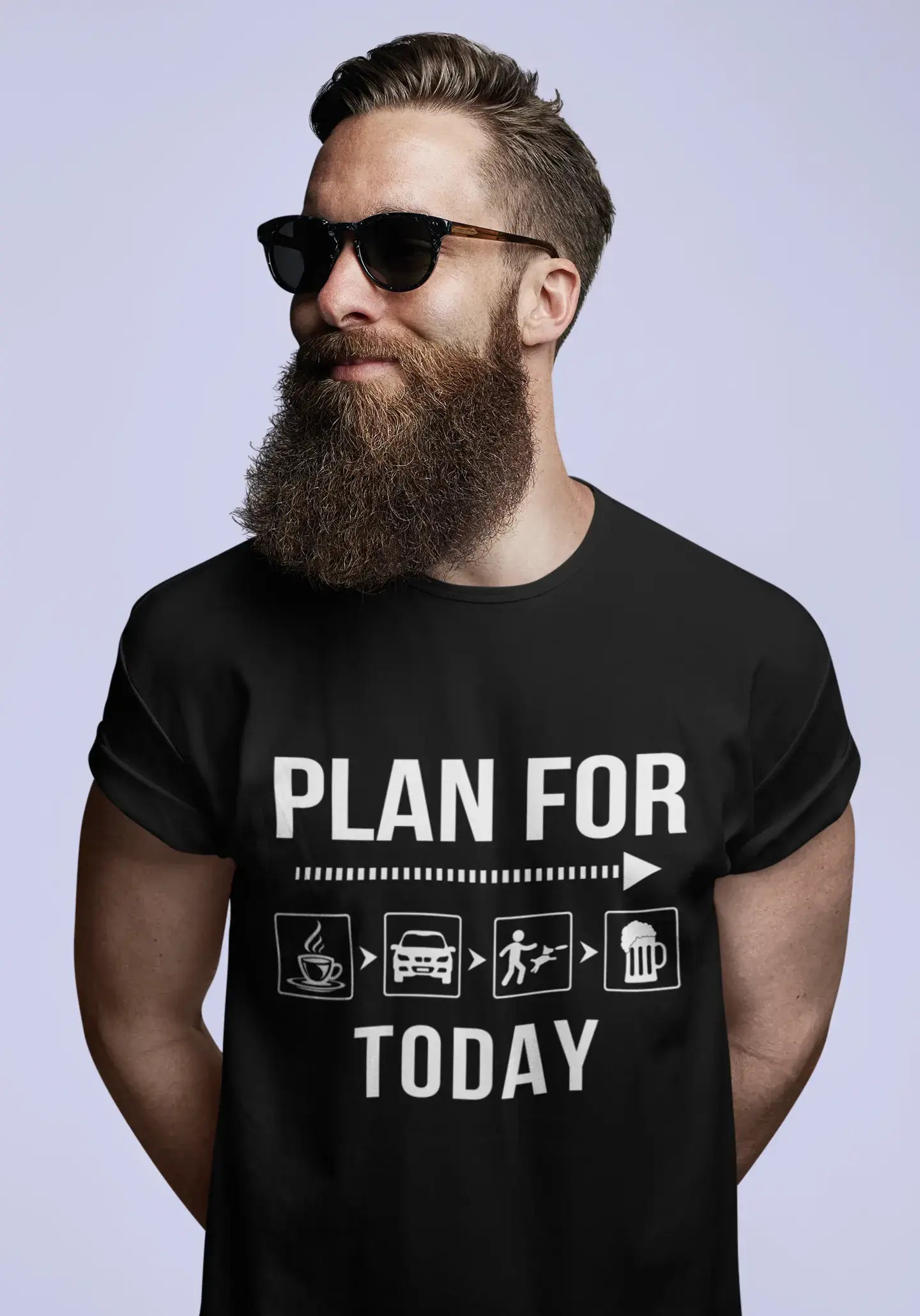 ULTRABASIC Men's T-Shirt Plan For Today - Funny Dog Coffee Beer Lover Tee Shirt