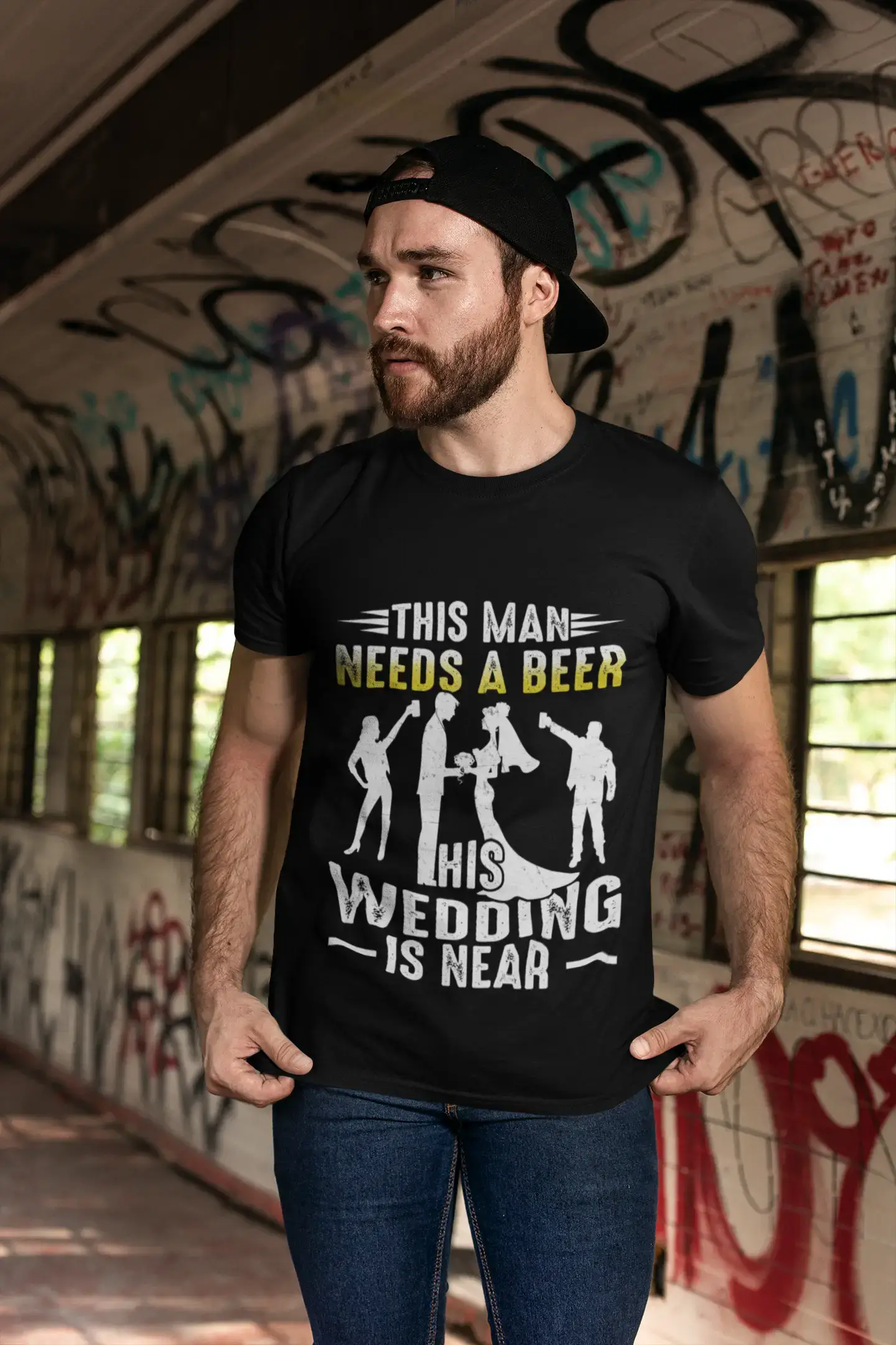 ULTRABASIC Men's Funny T-Shirt This Man Needs a Beer His Wedding is Near - Beer Lover Bridegroom Tee Shirt