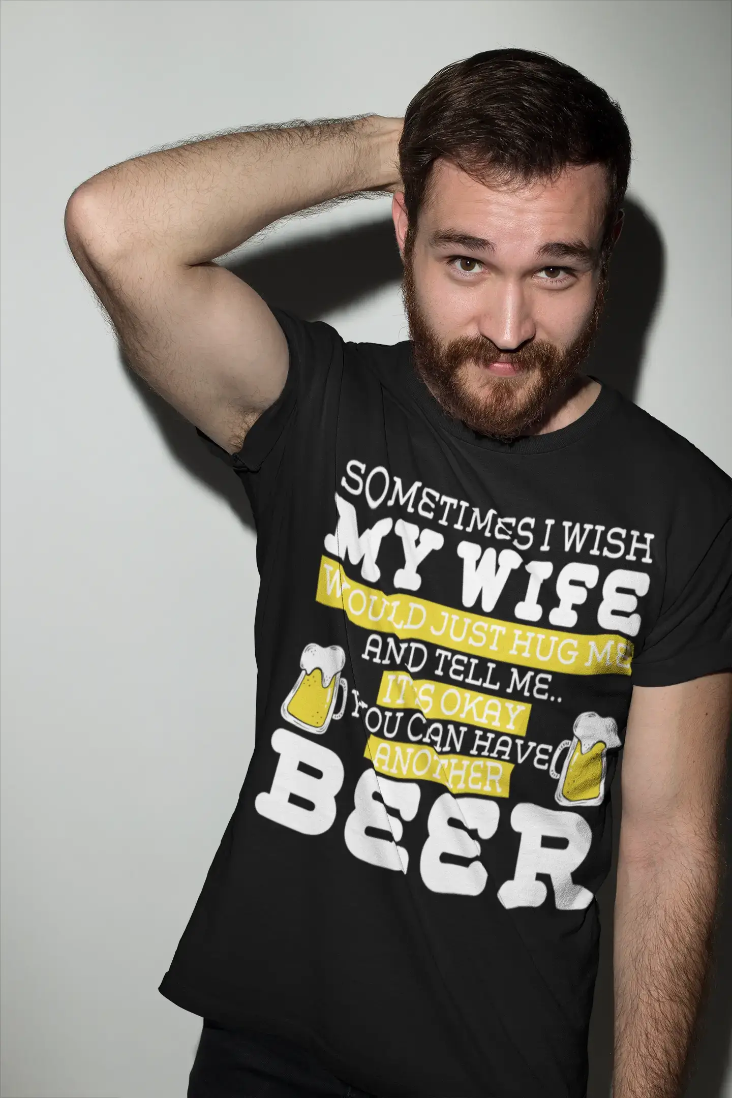 ULTRABASIC Men's Humor T-Shirt Sometimes I Wish My Wife Would Just Hug Me - Funny Joke Beer Lover Tee Shirt
