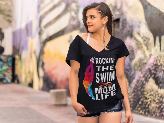 ULTRABASIC Women's V-Neck T-Shirt Rockin The Swim Mom Life - Funny Mom's Quote