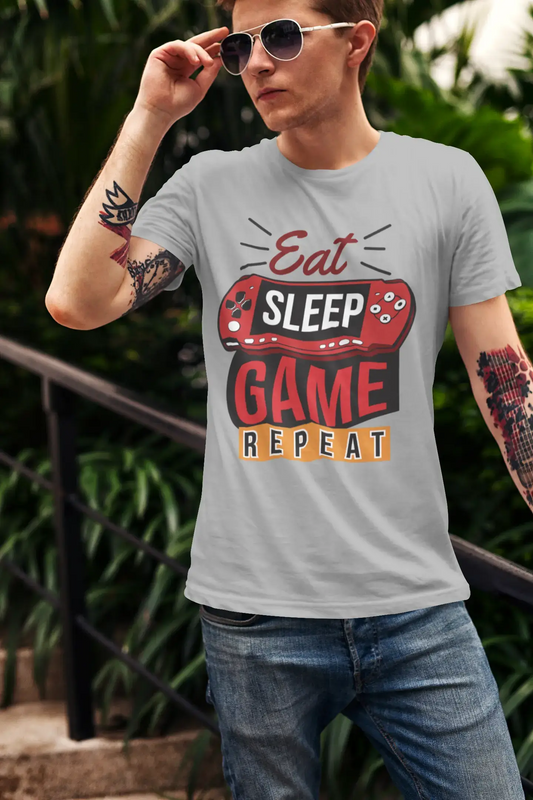 ULTRABASIC Men's Gaming T-Shirt Eat Sleep Game Repeat - Retro Gamer Tee Shirt