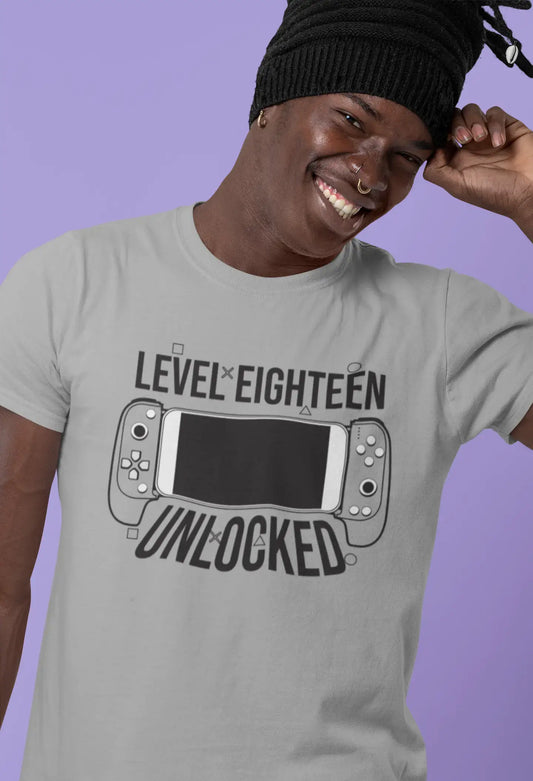 ULTRABASIC Men's Gaming T-Shirt Level 18 Unlocked - Gamer Gift Tee Shirt for 18th Birthday