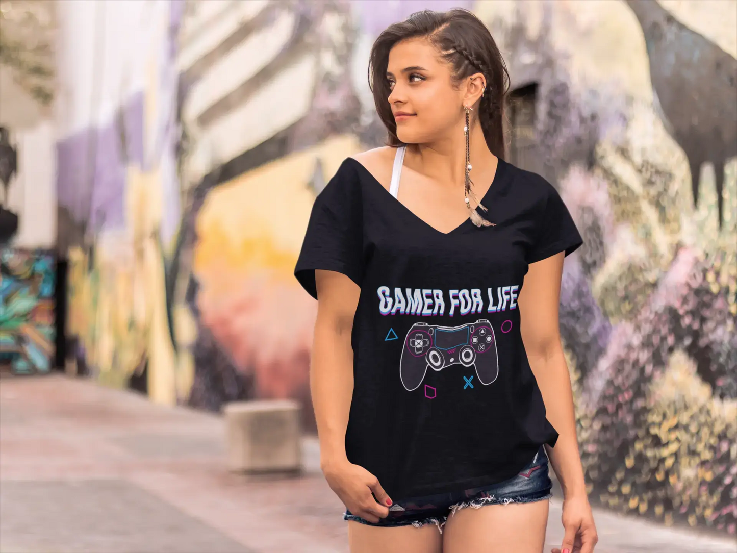 ULTRABASIC Women's Gaming T-Shirt Gamer for Life - Funny Game Tee Shirt