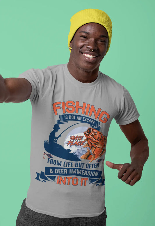 ULTRABASIC Men's Novelty T-Shirt Fishing is not an Escape from Life - Funny Fisherman Tee Shirt
