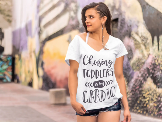 ULTRABASIC Women's T-Shirt Chasing Toddlers is My Cardio - Funny Short Sleeve Tee Shirt Tops