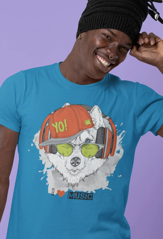 ULTRABASIC Men's Novelty T-Shirt Cool Husky Yo - I Love Music Funny Tee Shirt
