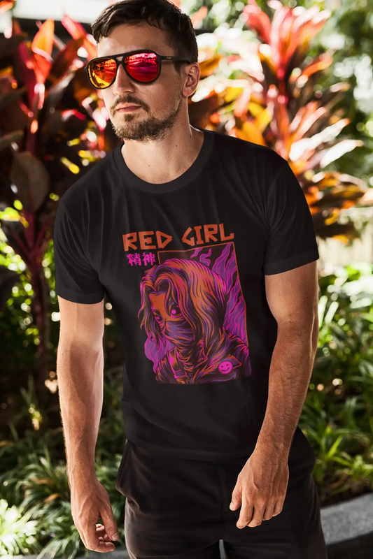 ULTRABASIC Men's Novelty T-Shirt Red Girl - Graphic Tee Shirt