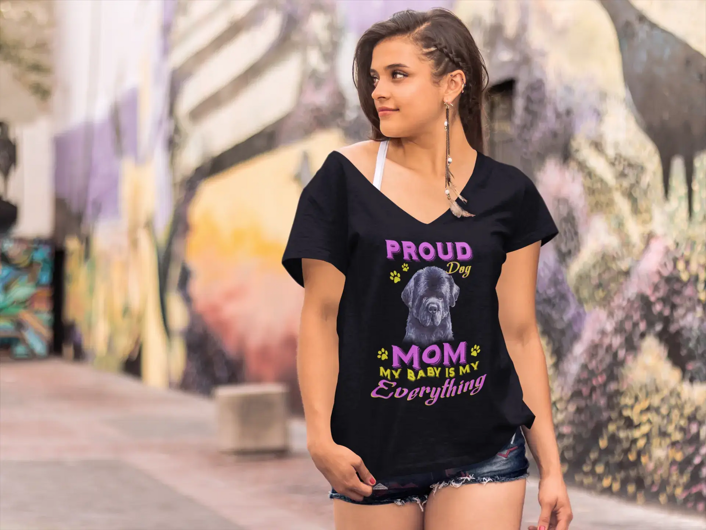 ULTRABASIC Women's T-Shirt Proud Day - Newfoundland Dog Mom - My Baby is My Everything