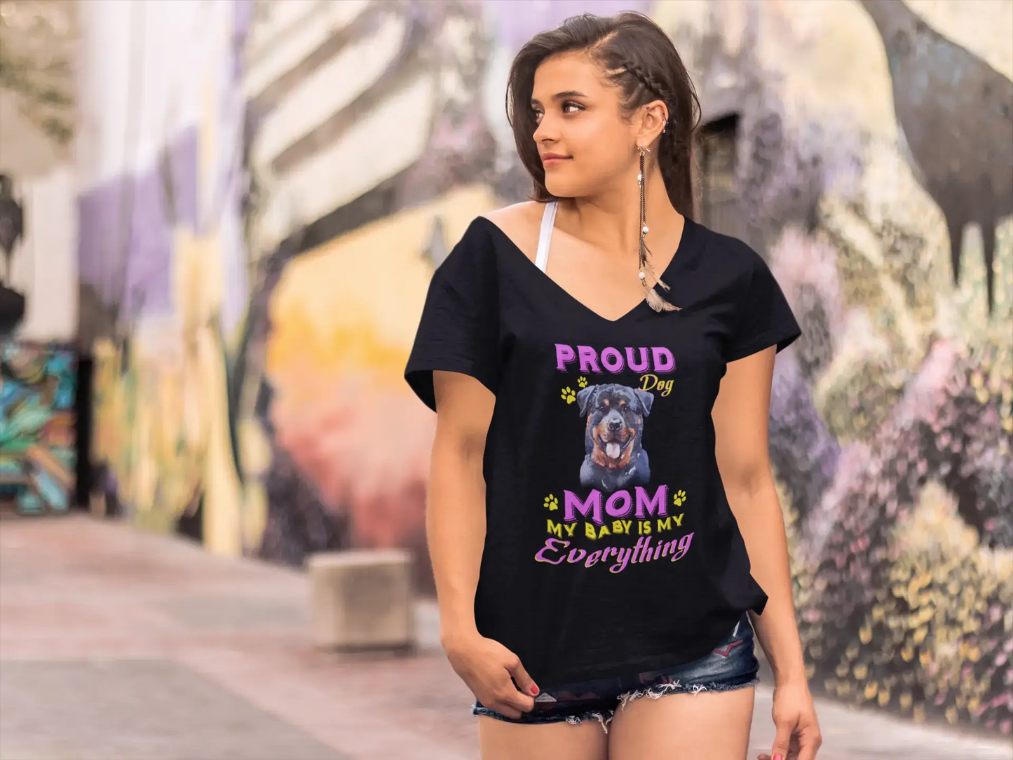 ULTRABASIC Women's T-Shirt Proud Day - Rottweiler Dog Mom - My Baby is My Everything
