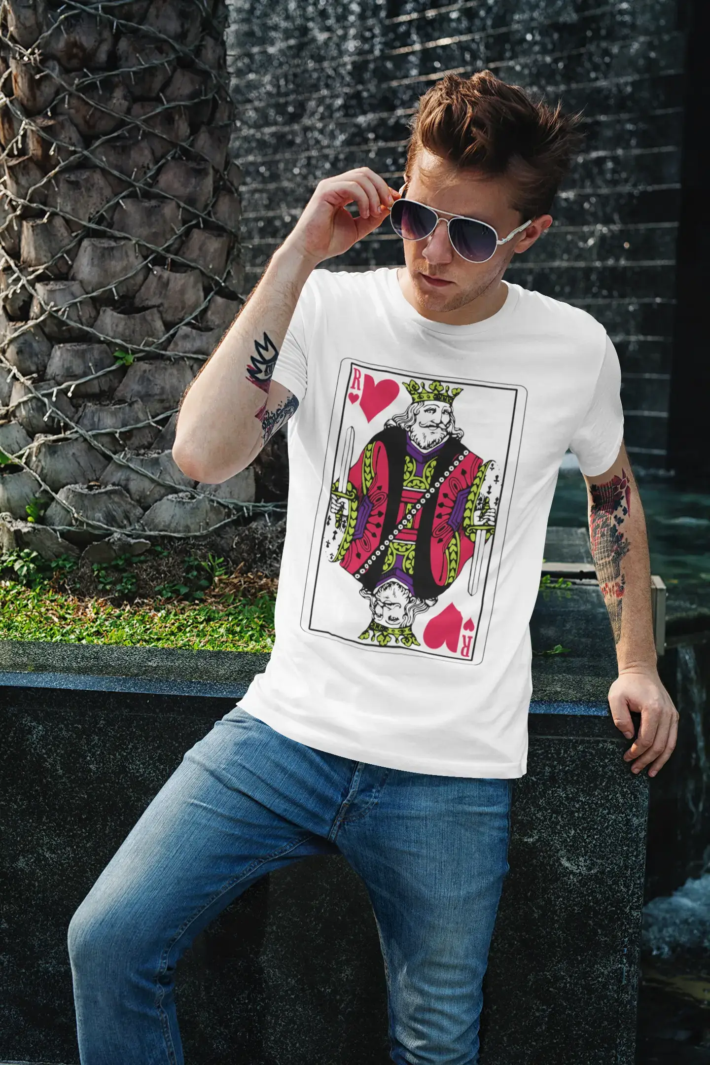 Card Game King of Hearts T-shirt for mens, short sleeve, cotton tshirt, men t shirt 00034