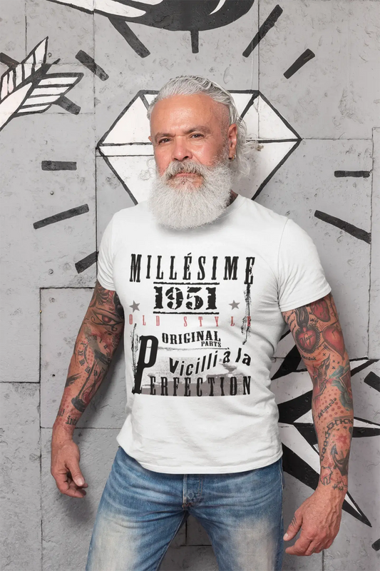1951,Cadeaux,Anniversaire,Manches Courtes,Blanc,Homme T-Shirt