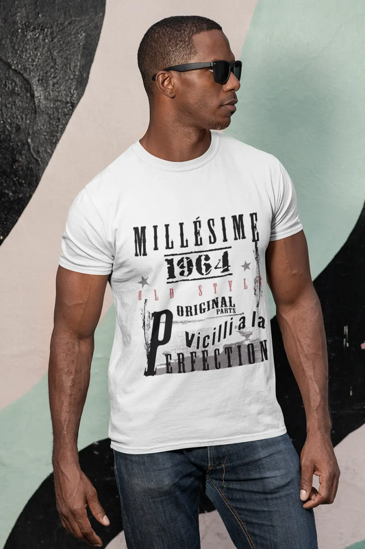 1964,Cadeaux,Anniversaire,Manches Courtes,Blanc,Homme T-Shirt