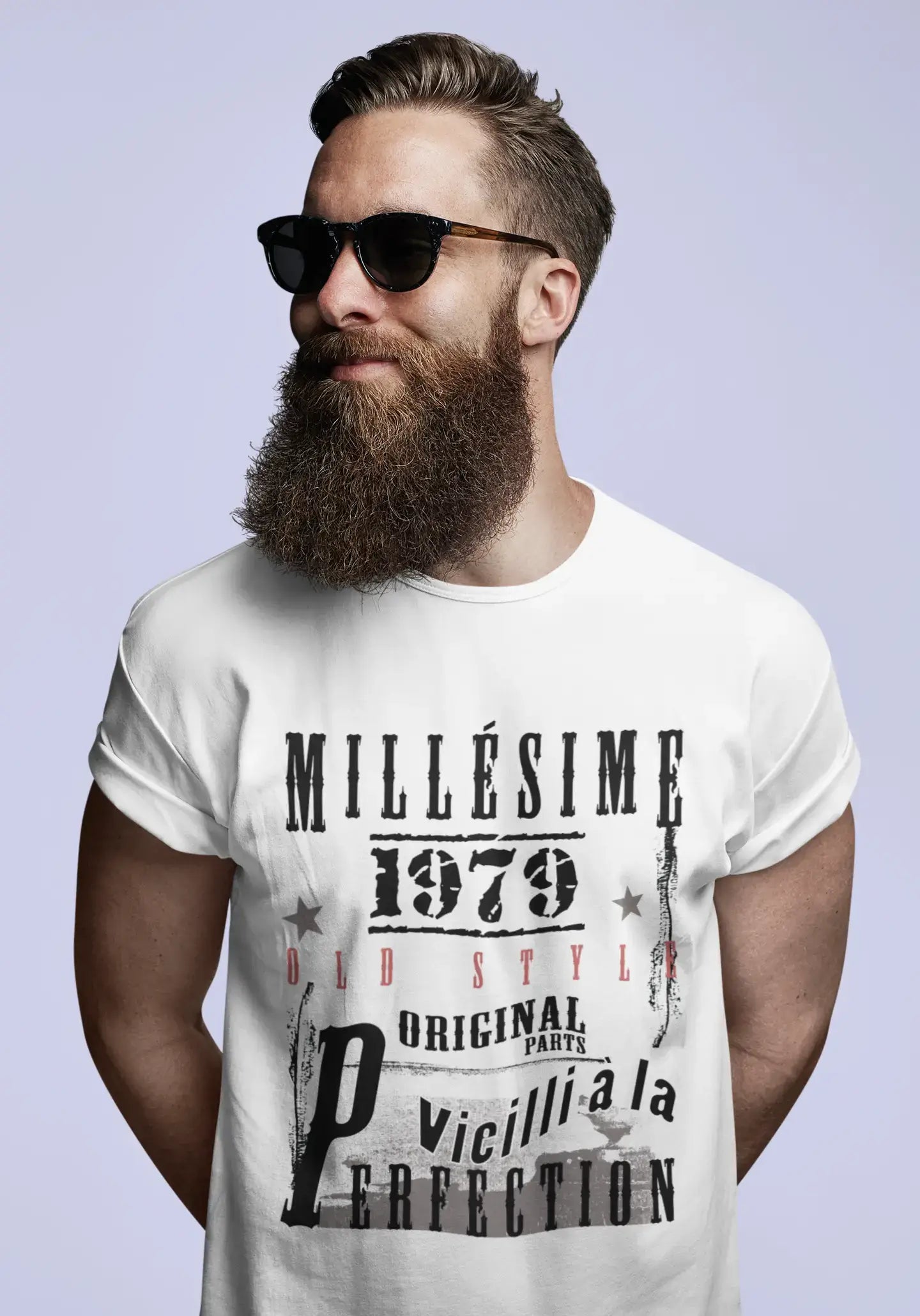 1979,birthday gifts for him,birthday t-shirts,Men's Short Sleeve Round Neck T-shirt , FR Vintage White Men's 00135