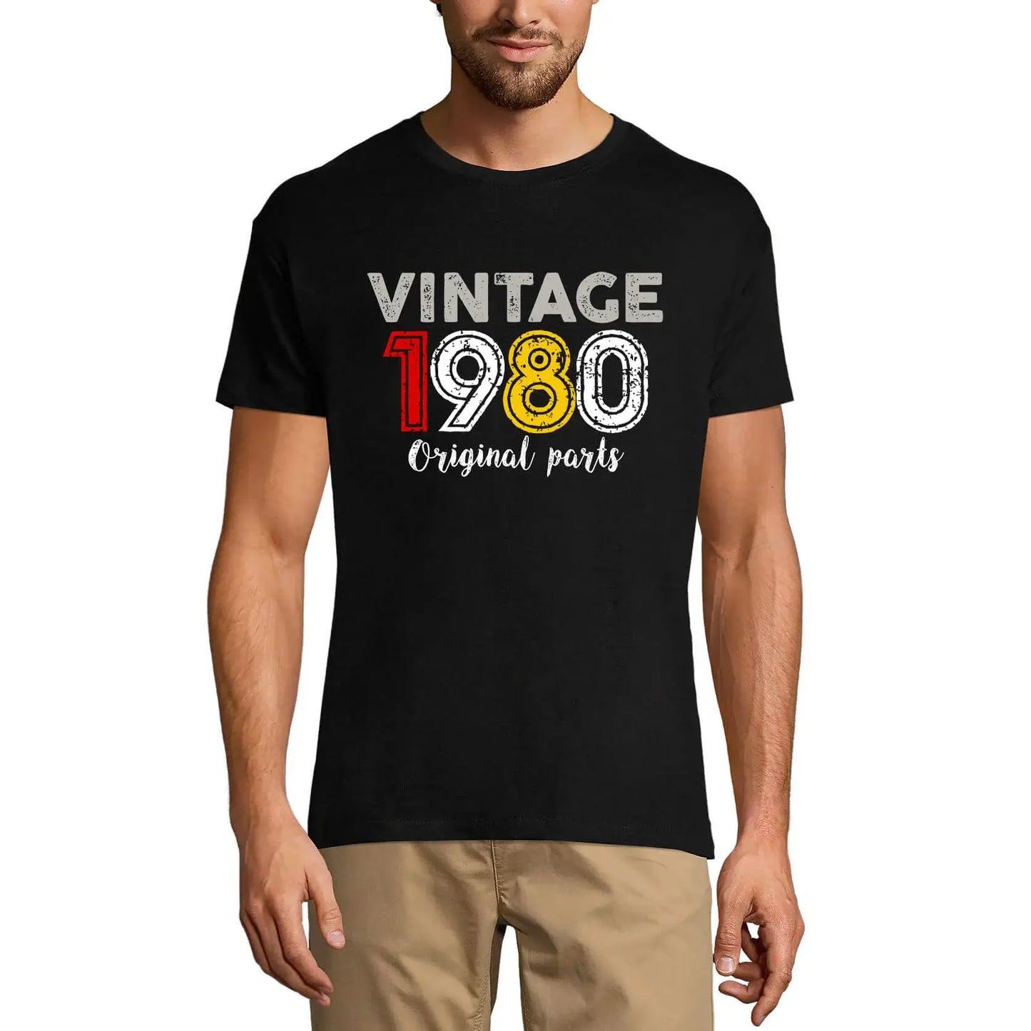 Men's Graphic T-Shirt Original Parts 1980 44th Birthday Anniversary 44 Year Old Gift 1980 Vintage Eco-Friendly Short Sleeve Novelty Tee