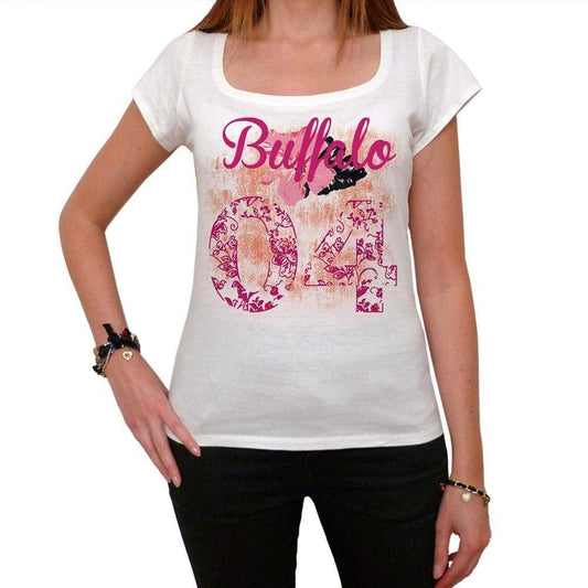 04, Buffalo, Women's Short Sleeve Round Neck T-shirt 00008 - ultrabasic-com