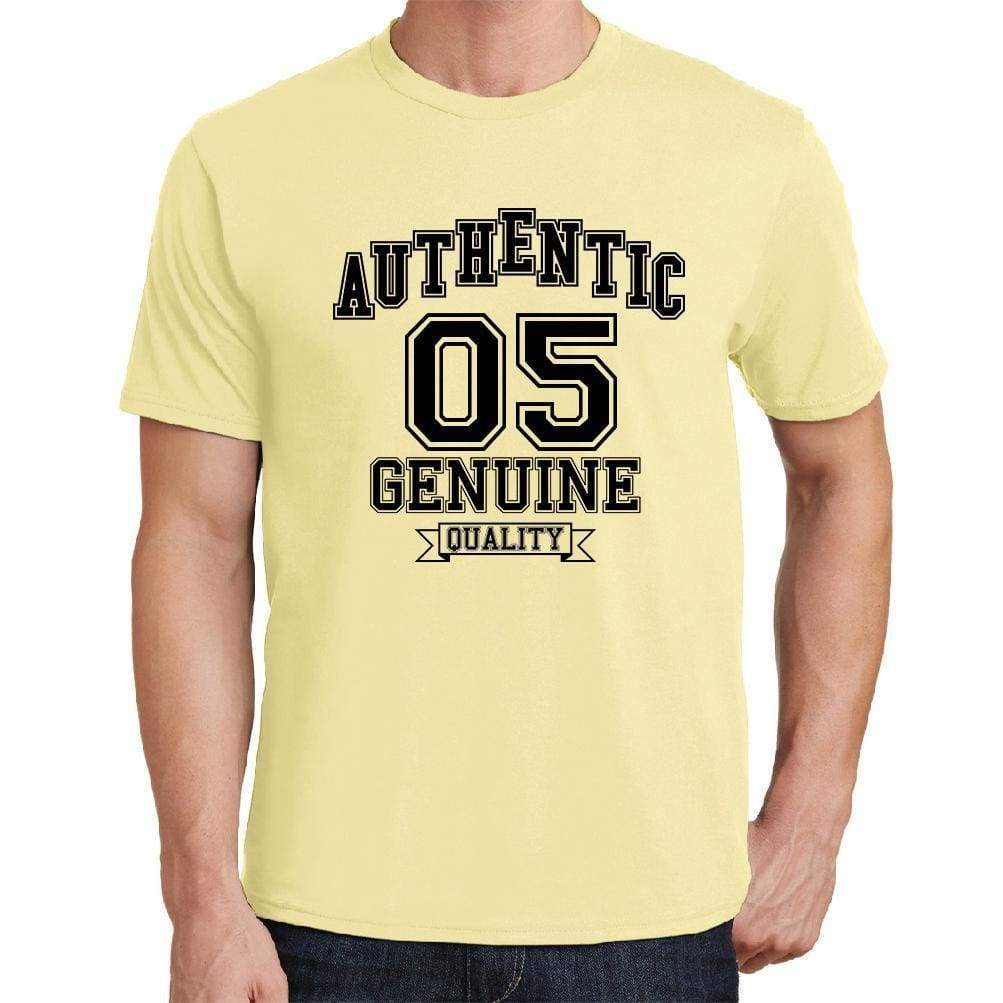 05, Authentic Genuine, Yellow, Men's Short Sleeve Round Neck T-shirt 00119 - ultrabasic-com