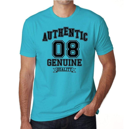 08, Authentic Genuine, Blue, Men's Short Sleeve Round Neck T-shirt 00120 - ultrabasic-com