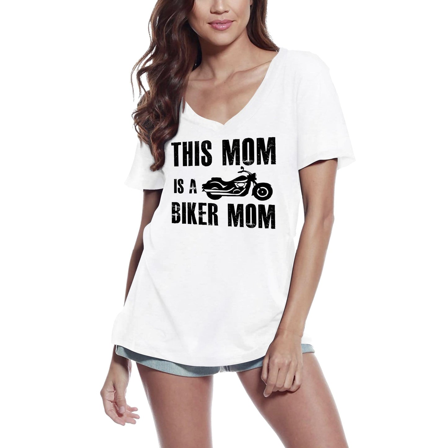 ULTRABASIC Women's T-Shirt This Mom is a Biker Mom - Short Sleeve Tee Shirt Tops