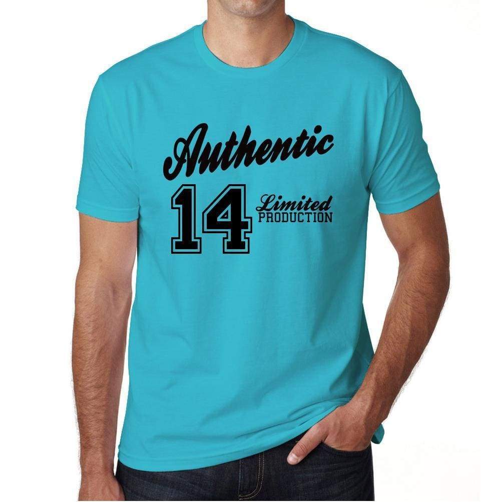 14, Authentic, Blue, Men's Short Sleeve Round Neck T-shirt 00122 - ultrabasic-com